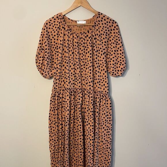 ASOS Design Gathered Neck Midi Dress in Leopard Print Size 8 - Picture 3 of 9